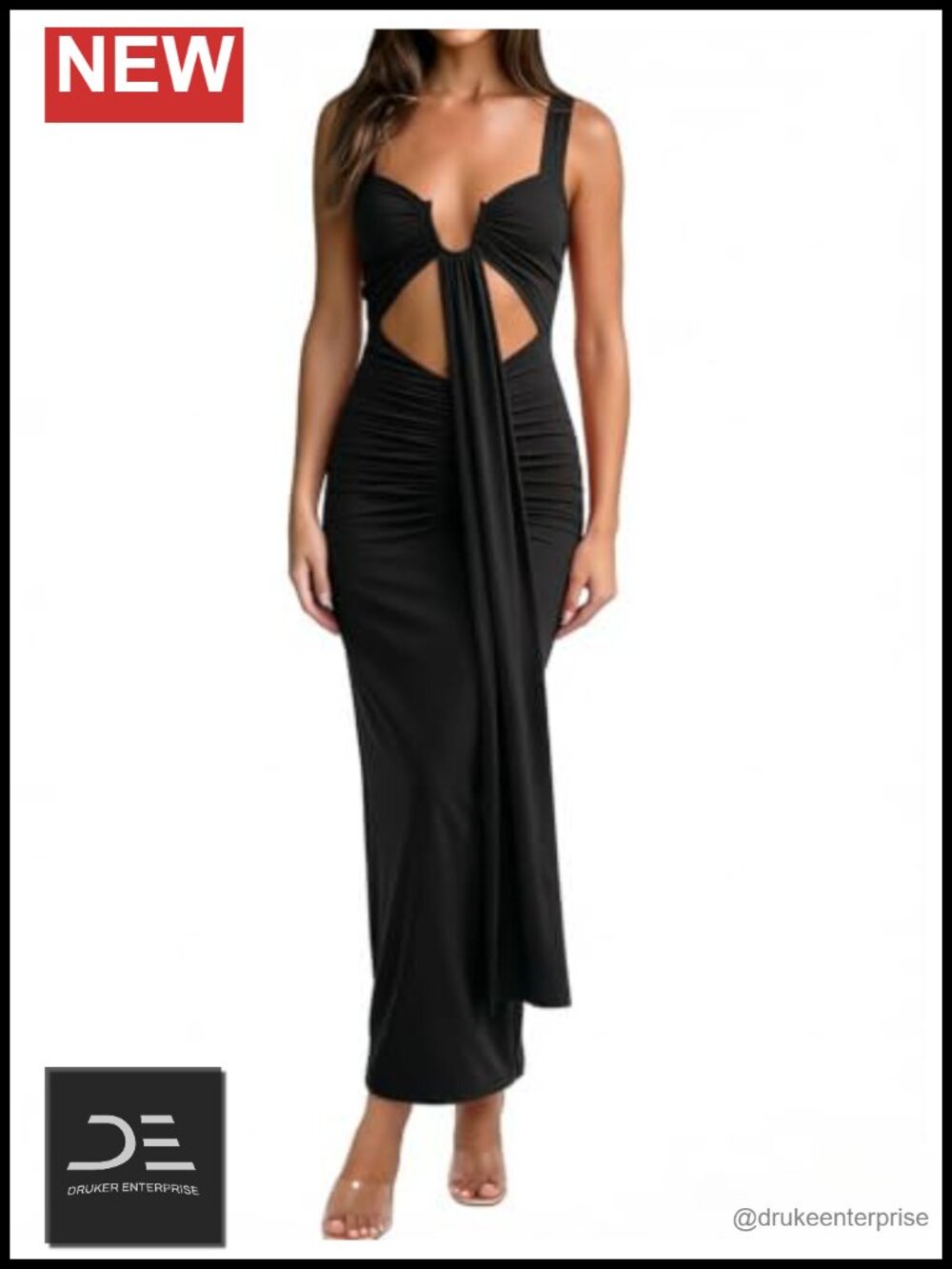 Sleeveless Halter V Neck Backless Maxi Dress Cut Out Bandage Formal Gown